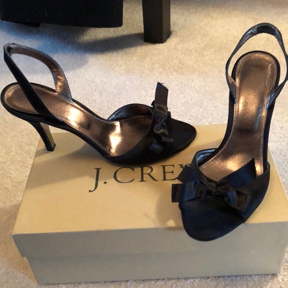 J.Crew black Satin sling backs - Picture 1 of 5